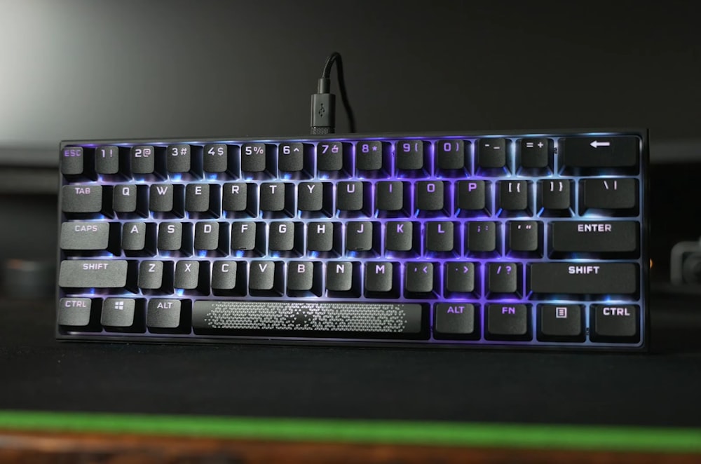 a close up of a keyboard on a table