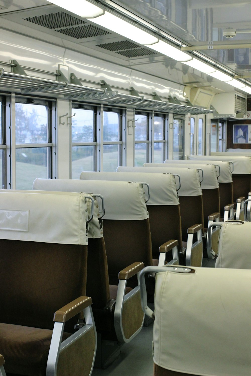 a row of seats with covers on them