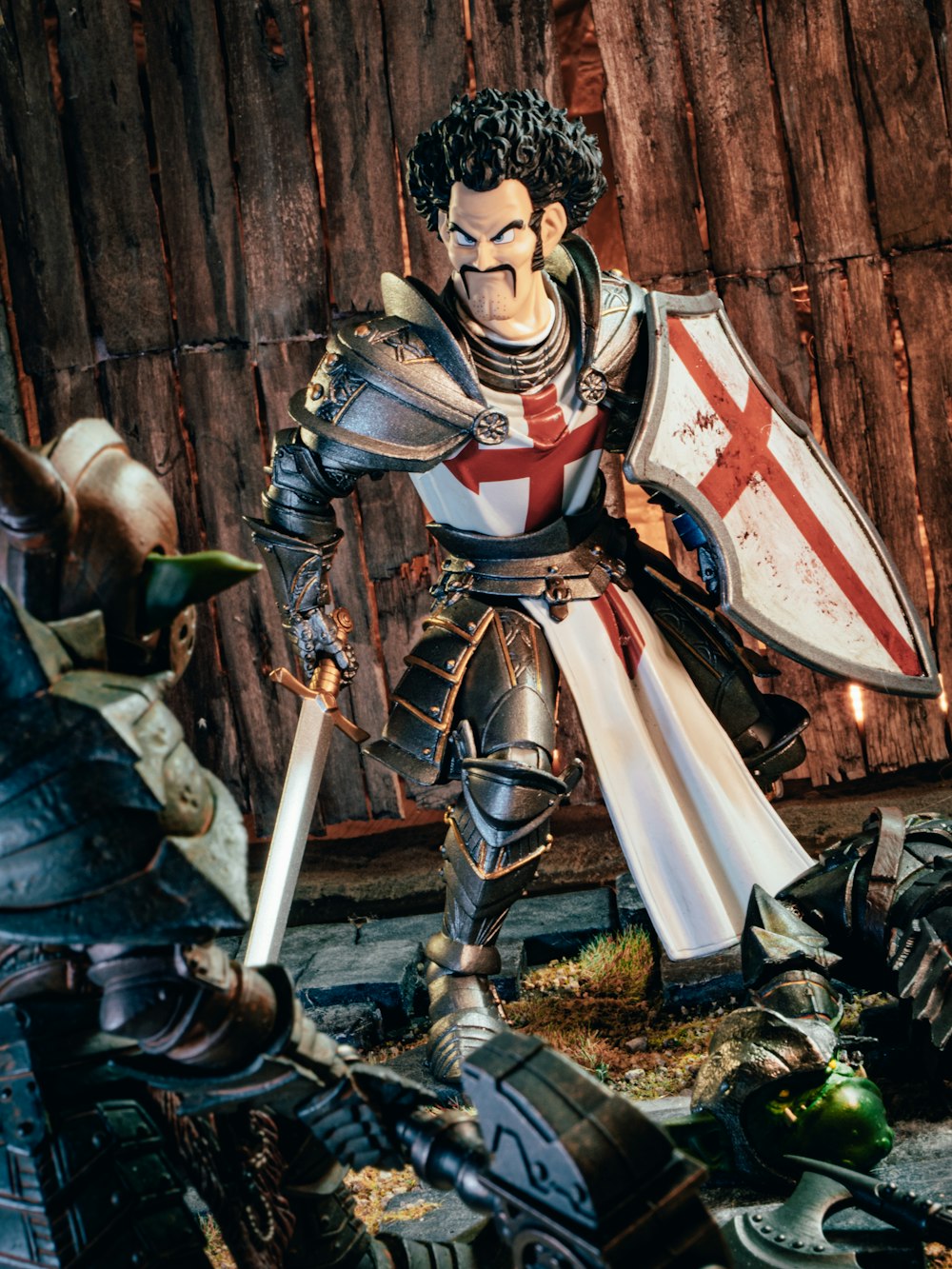 a statue of a knight holding a sword