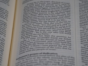 An open page of a book, likely a Bible, with text in English. The text includes a passage discussing historical religious figures and events.