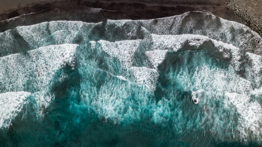 an aerial view of a body of water