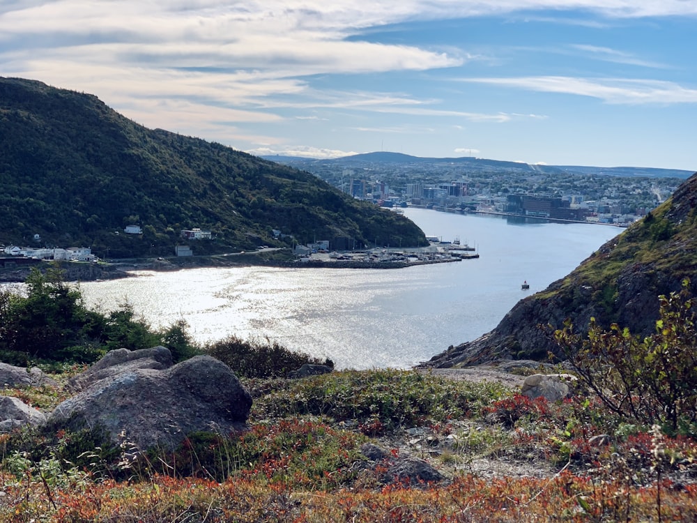 a large body of water surrounded by mountains