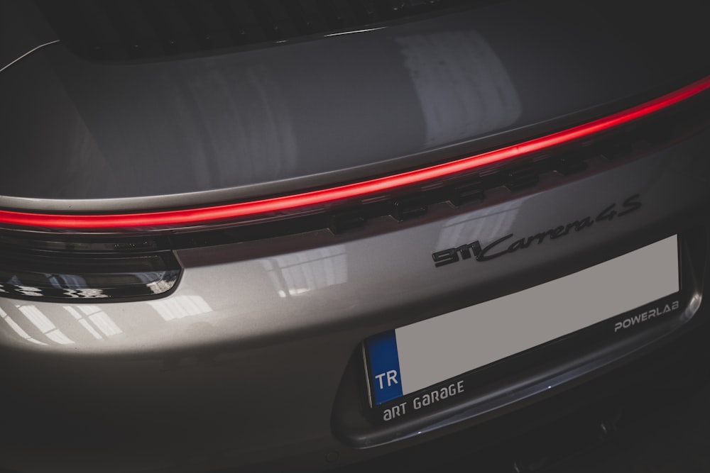 a close up of the tail light of a car