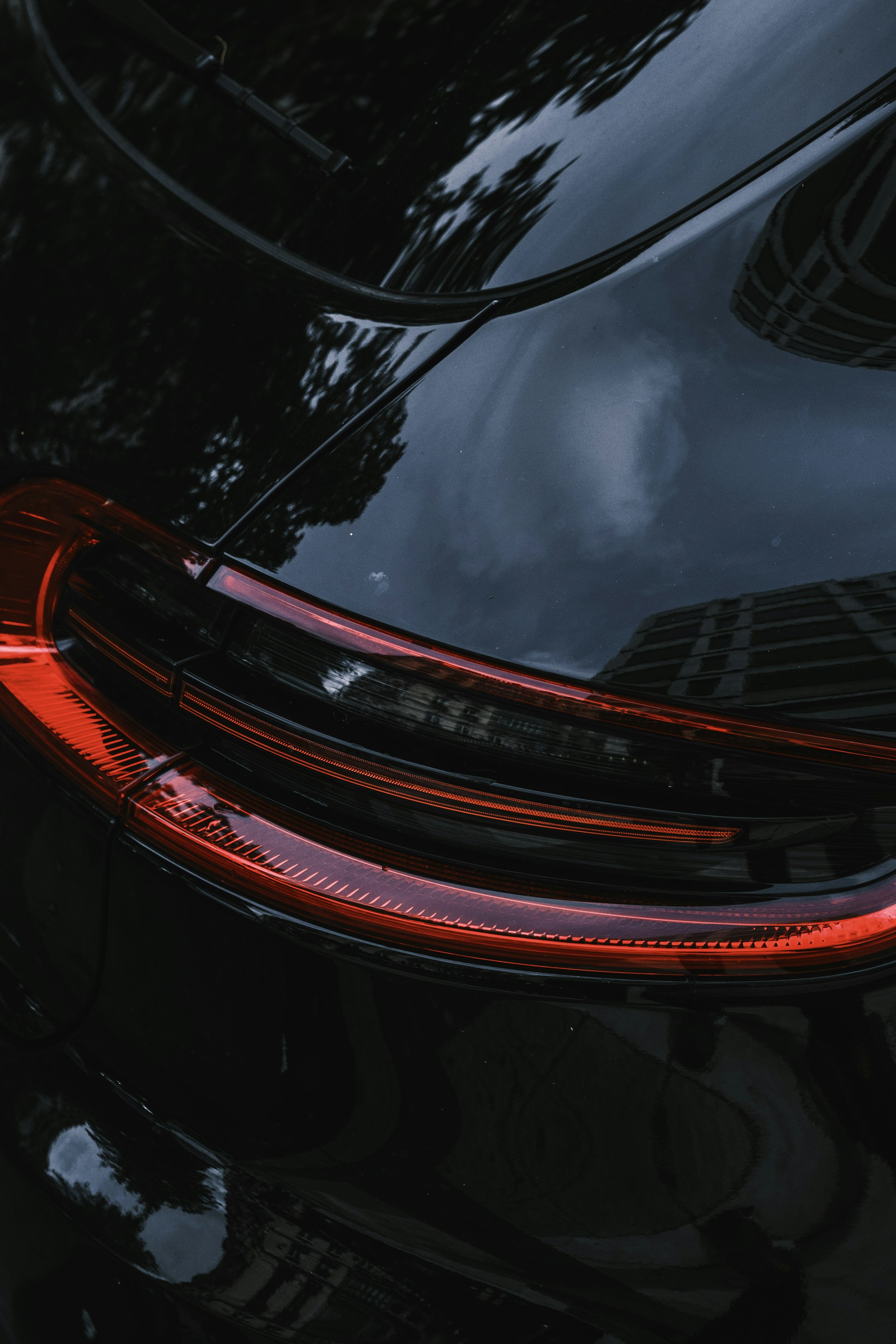 a close up of the tail lights of a car