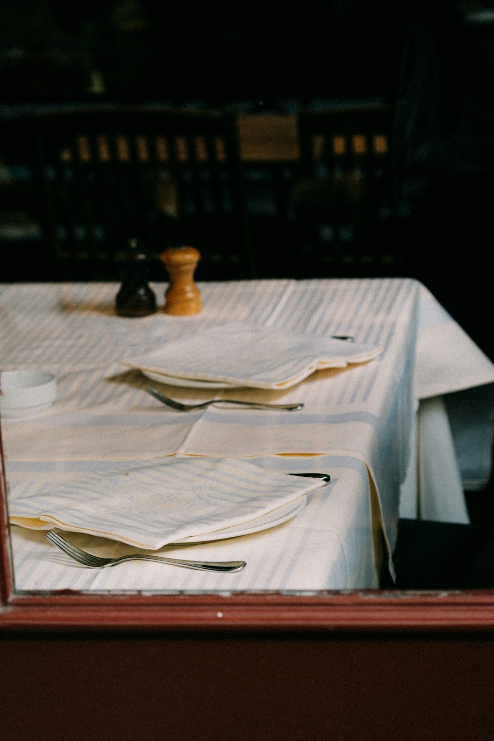 a close up of a table with papers on it