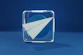 a paper airplane is in a glass box