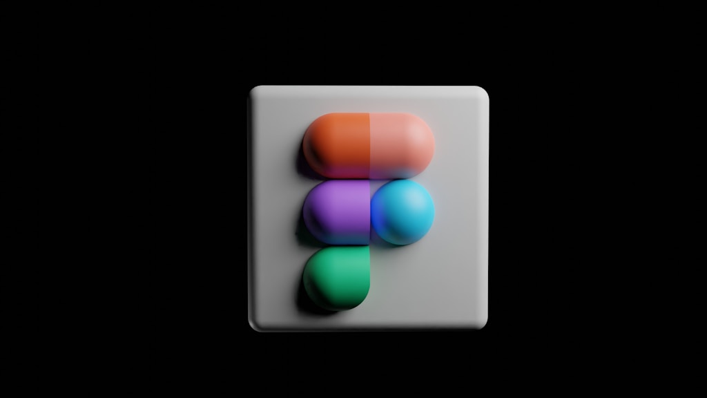 um botão quadrado branco com um objeto multicolorido nele
