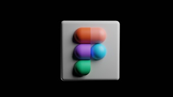 A 3D object composed of various colorful, pill-shaped forms is arranged on a light gray square platform. The pills are aligned vertically in orange, purple, and teal colors, with a spherical element in blue partially overlapping the last shape. The platform is set against a black background, highlighting the vibrant colors of the shapes.