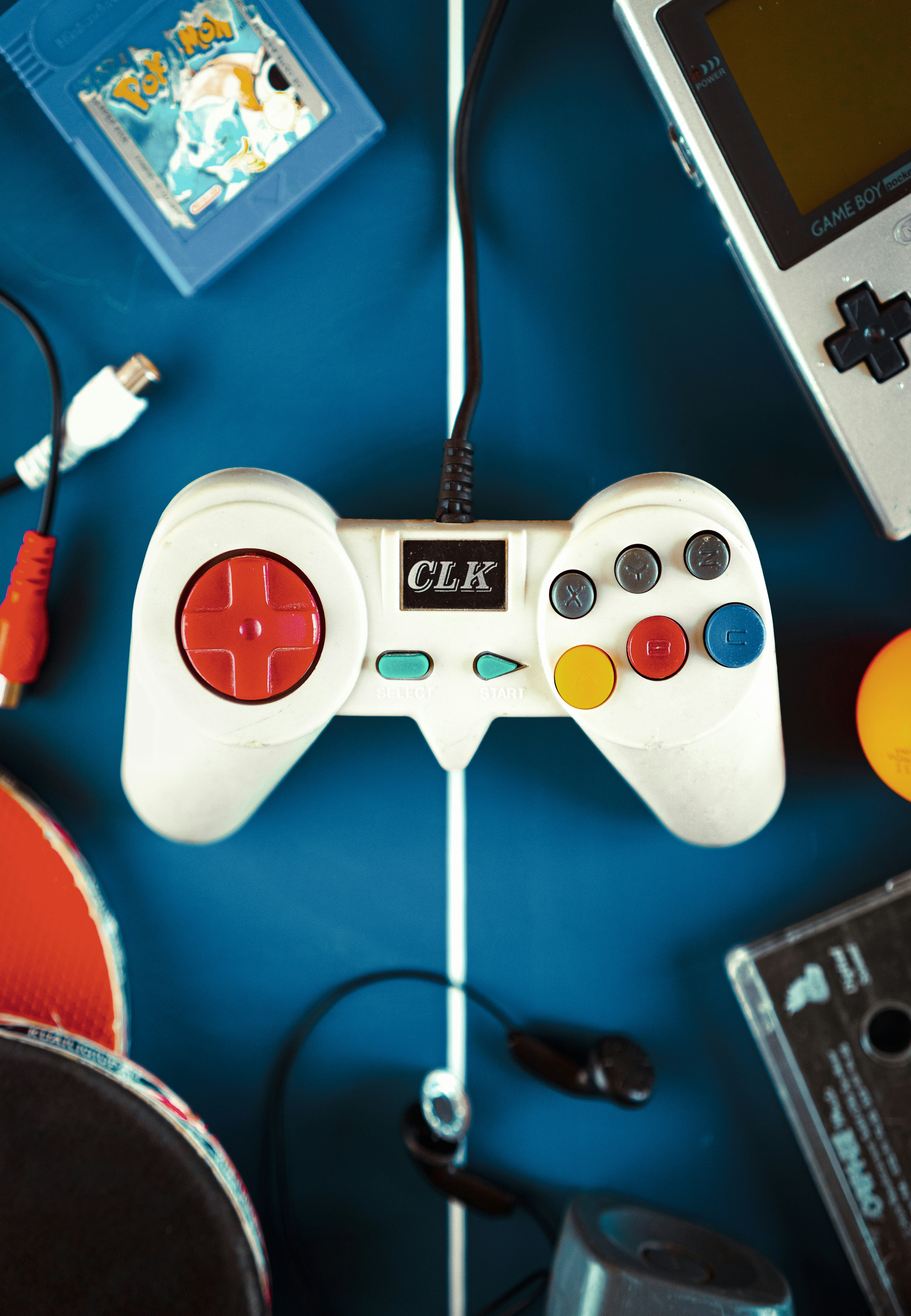 a video game controller sitting on top of a table