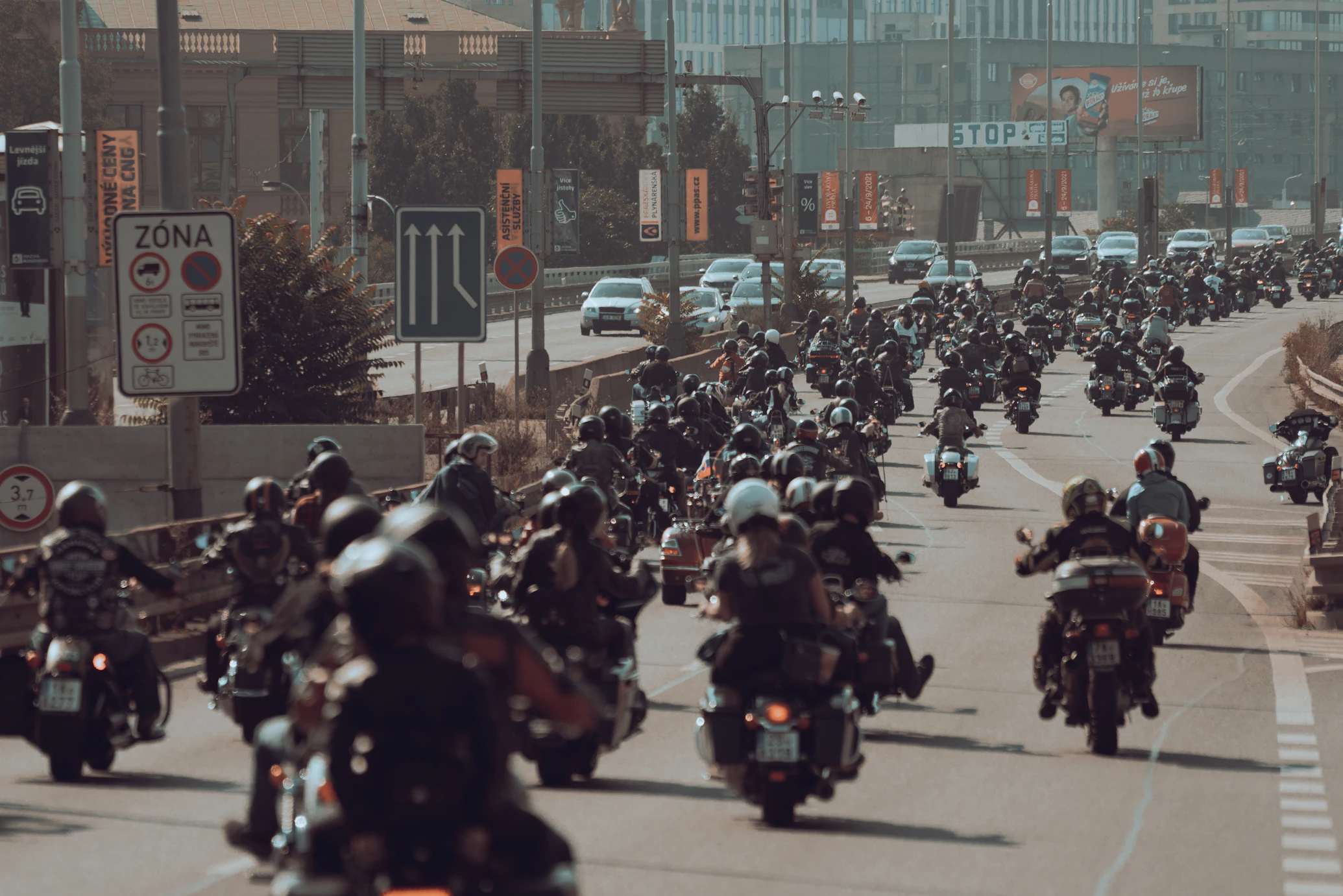 Motorcycles on the open road