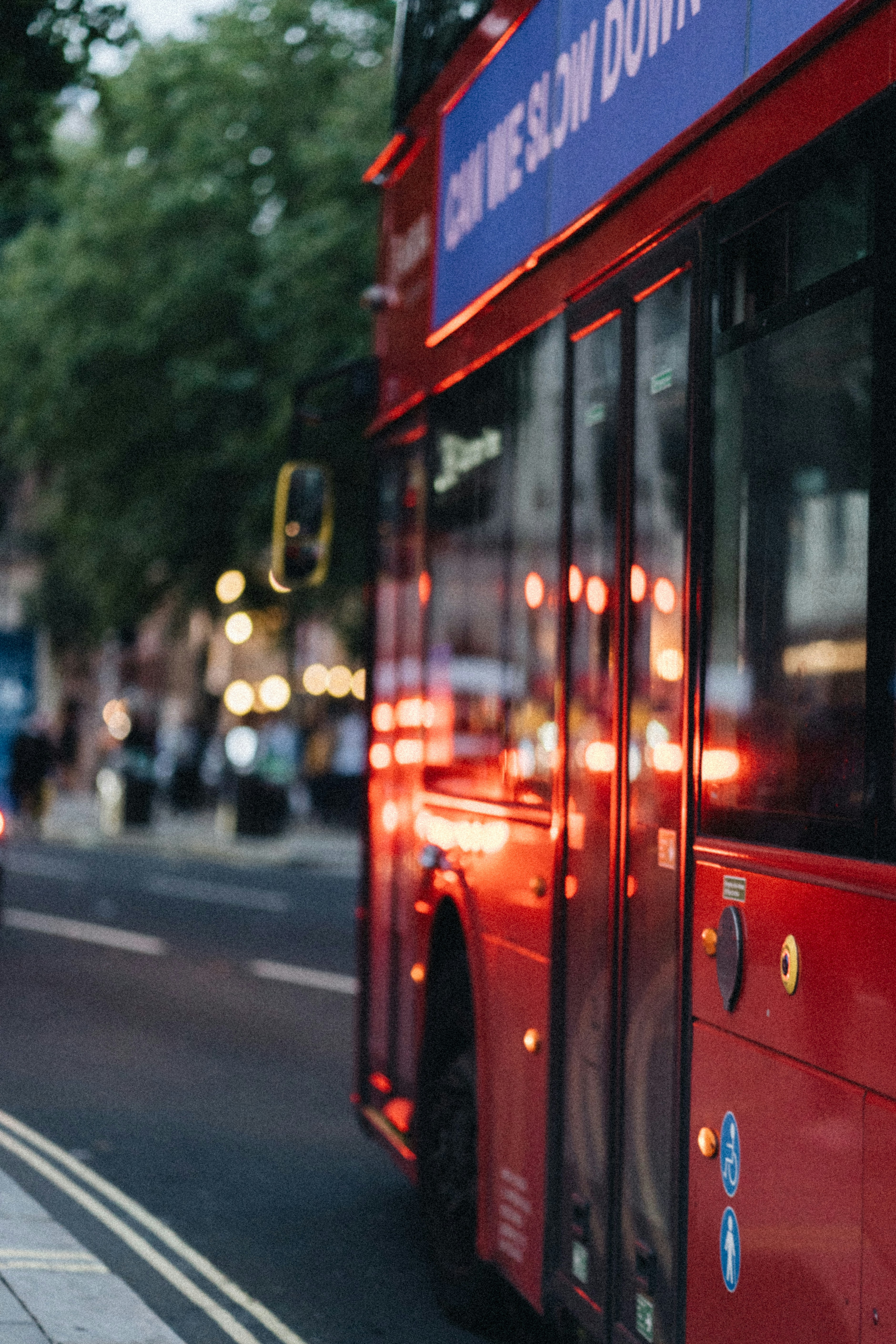 a London bus stuck in traffic