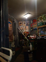 Man cave decor items featuring distressed metal and vintage wood textures illuminated by soft cream lighting.