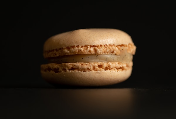 A close up of a macaroni and cheese sandwich