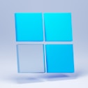 a white and blue square object on a white background