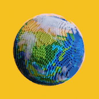 a close up of a ball with a yellow background