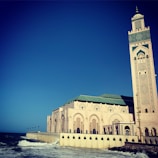 The majestic Hassan II Mosque overlooking the Atlantic Ocean.