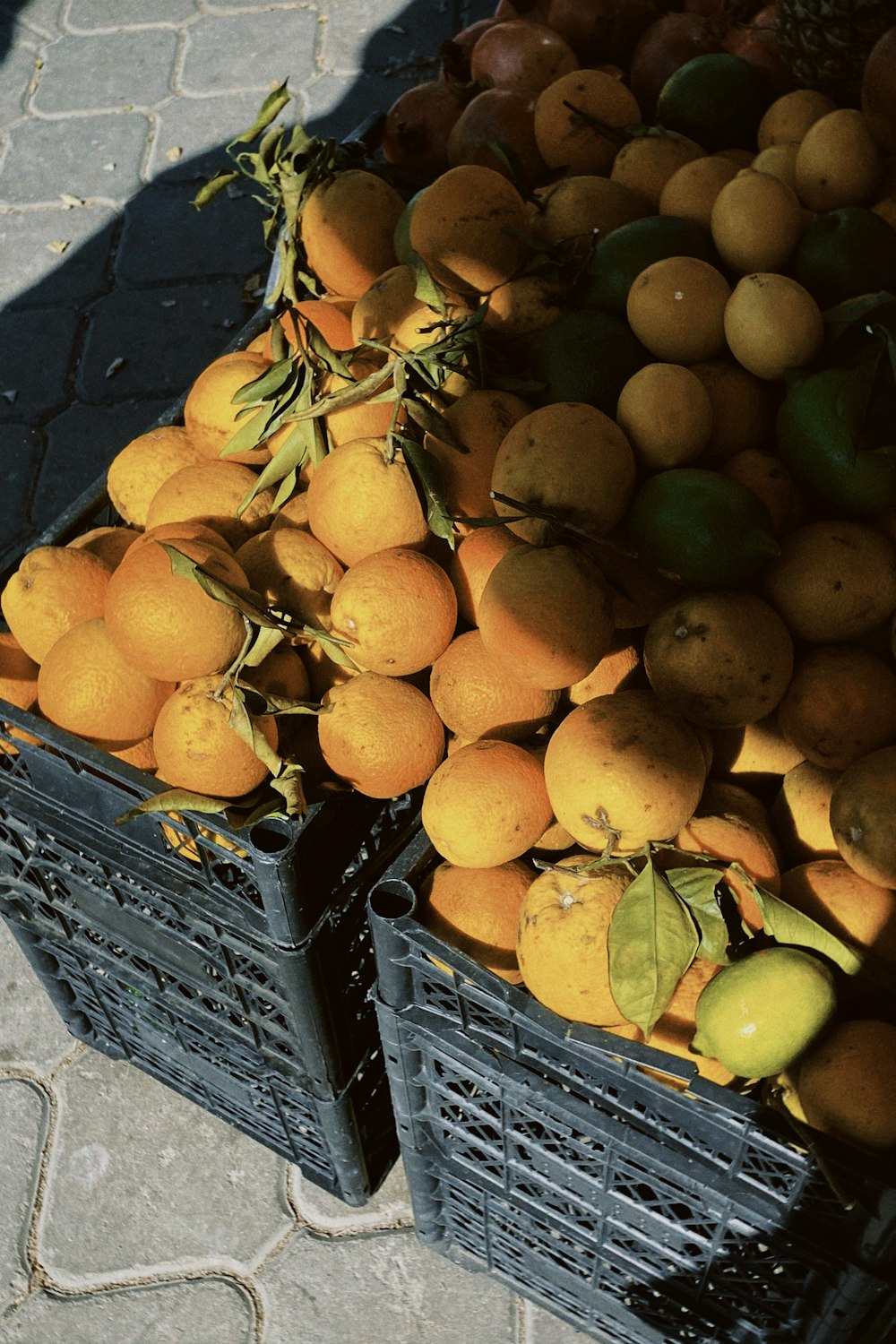 a pile of oranges sitting next to each other