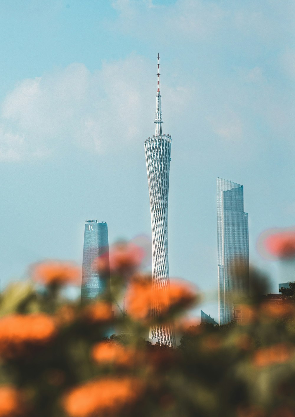 a view of a tall building from a distance