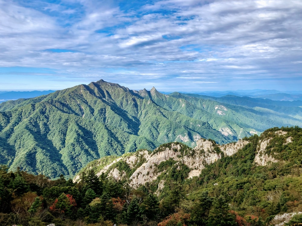 a view of a mountain range from a high point of view