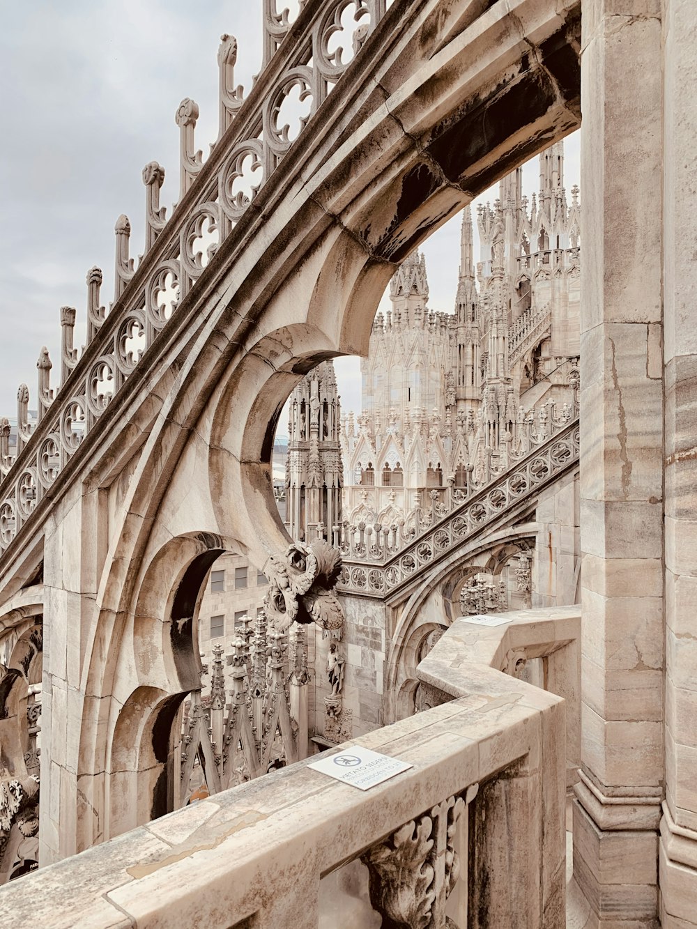 a view of a building from a balcony