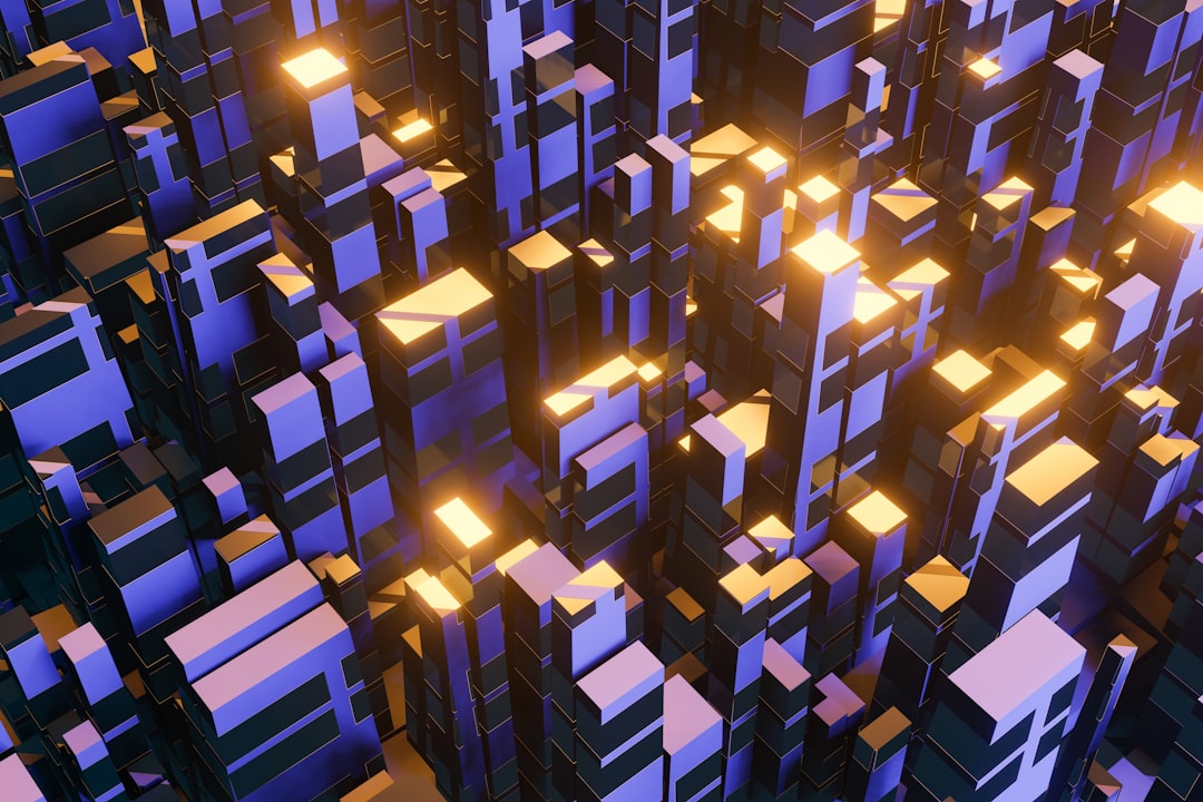 a large group of cubes with lights on them, 3d render