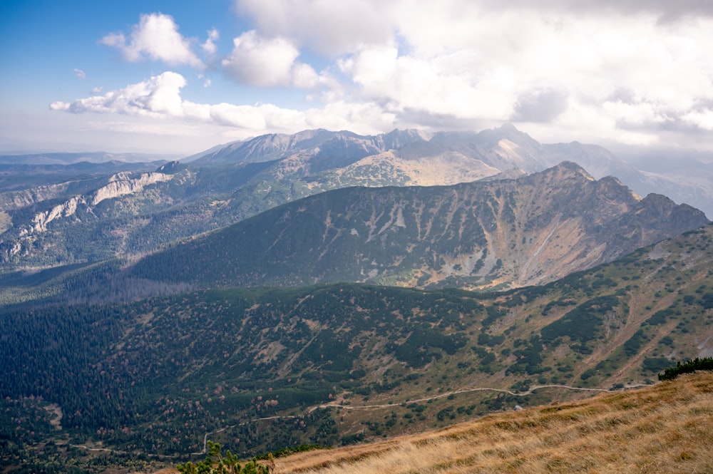 a view of a mountain range from a high point of view