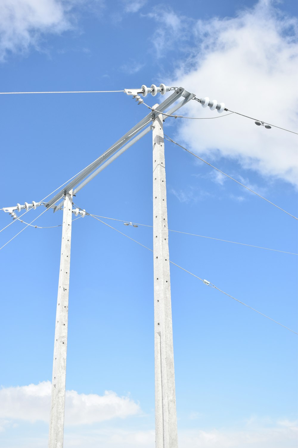 a couple of poles that are standing in the grass