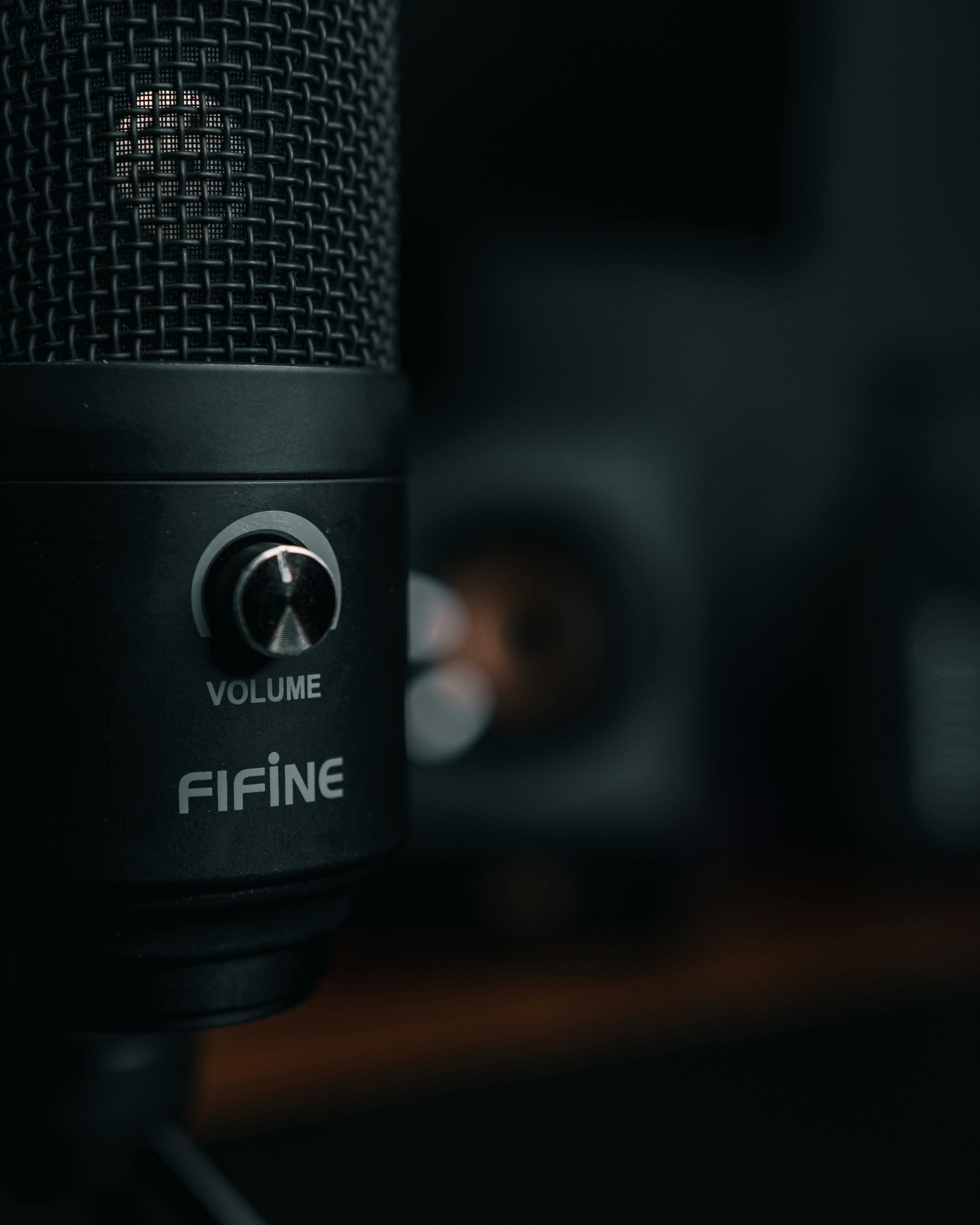 a close up of a microphone on a table