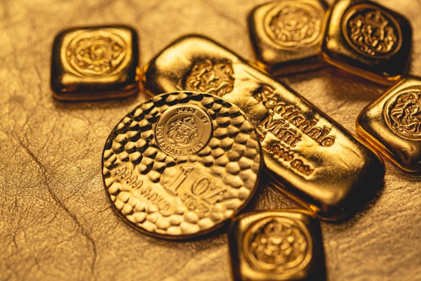 Gold bars and coins