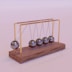 a wooden stand with three metal balls on it