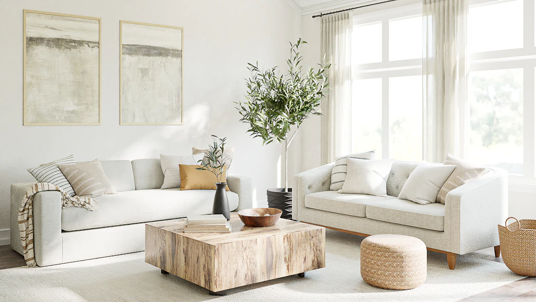 Sala luminosa con vegetación