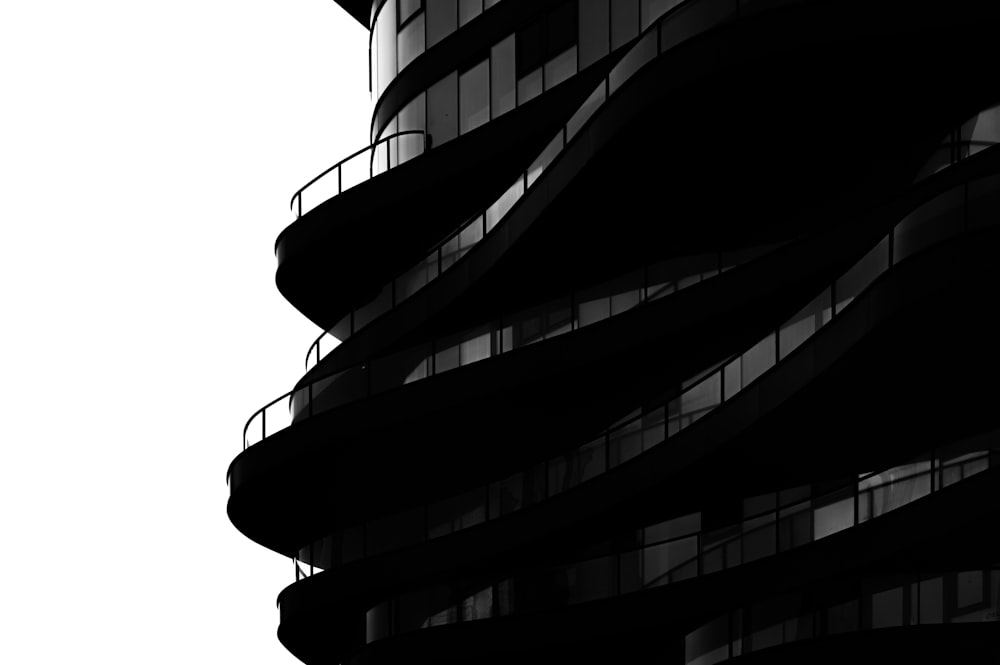 a black and white photo of a tall building