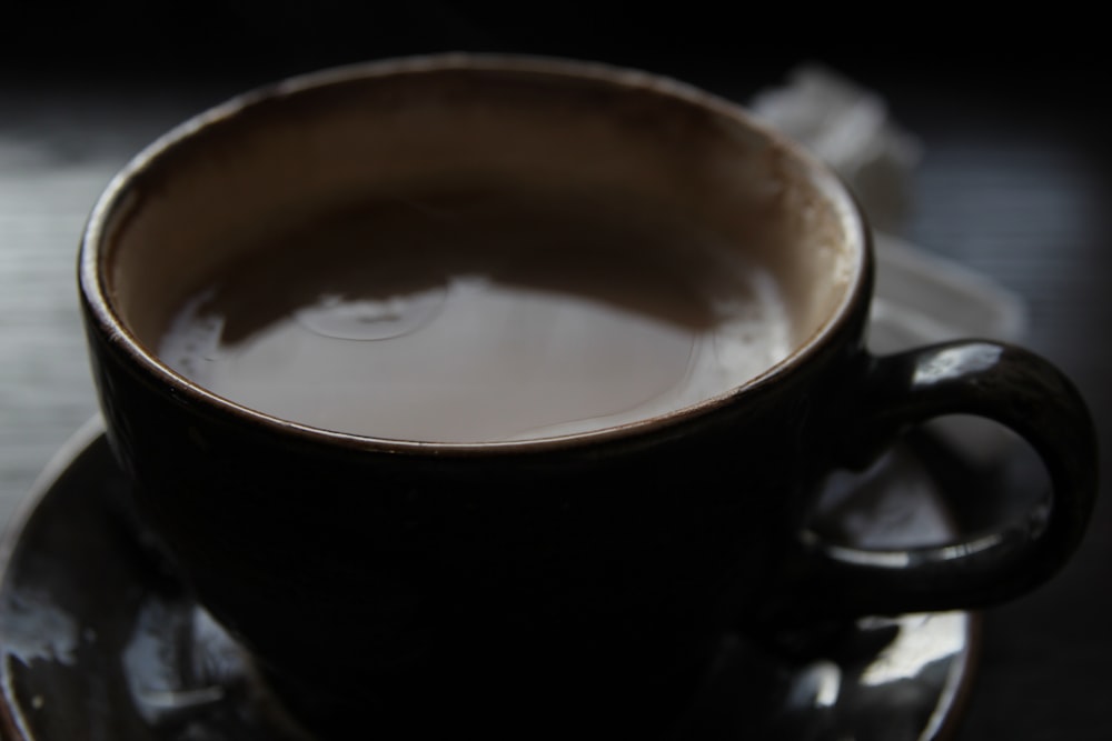 a cup of coffee sitting on top of a saucer