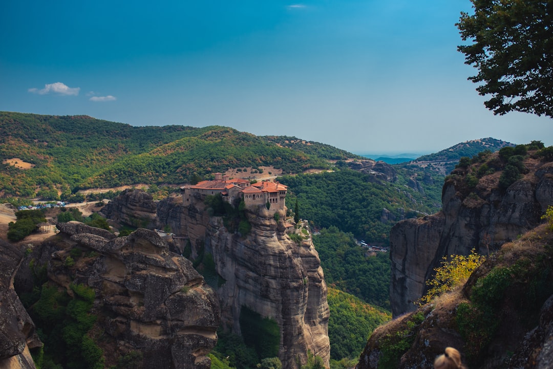 a small village perched on top of a cliff,