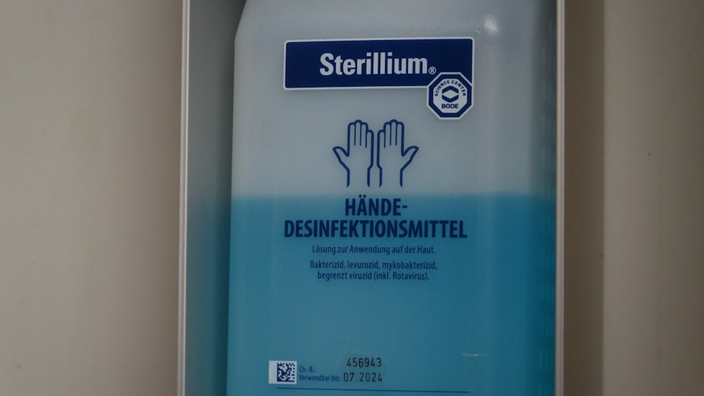 a close up of a bottle of hand sanitizer