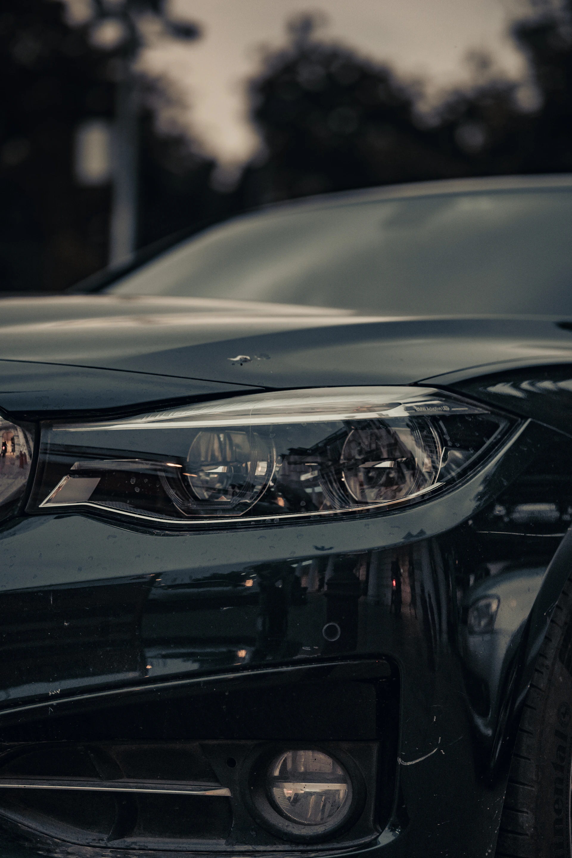 a close up of the front of a car
