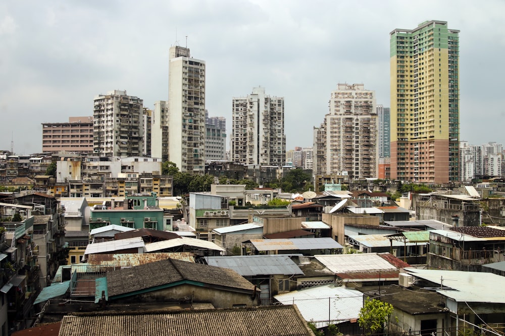 a view of a city with tall buildings