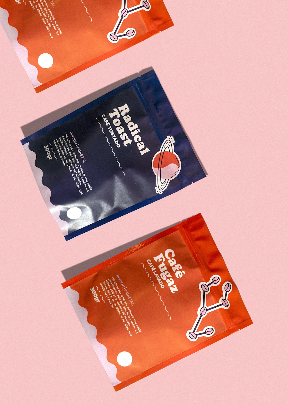 Brand identity work, from swatches to finished packaging (placeholder image)