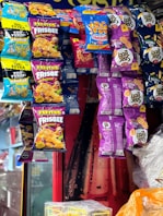 a display in a store filled with lots of snacks