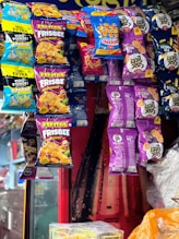 a display in a store filled with lots of snacks