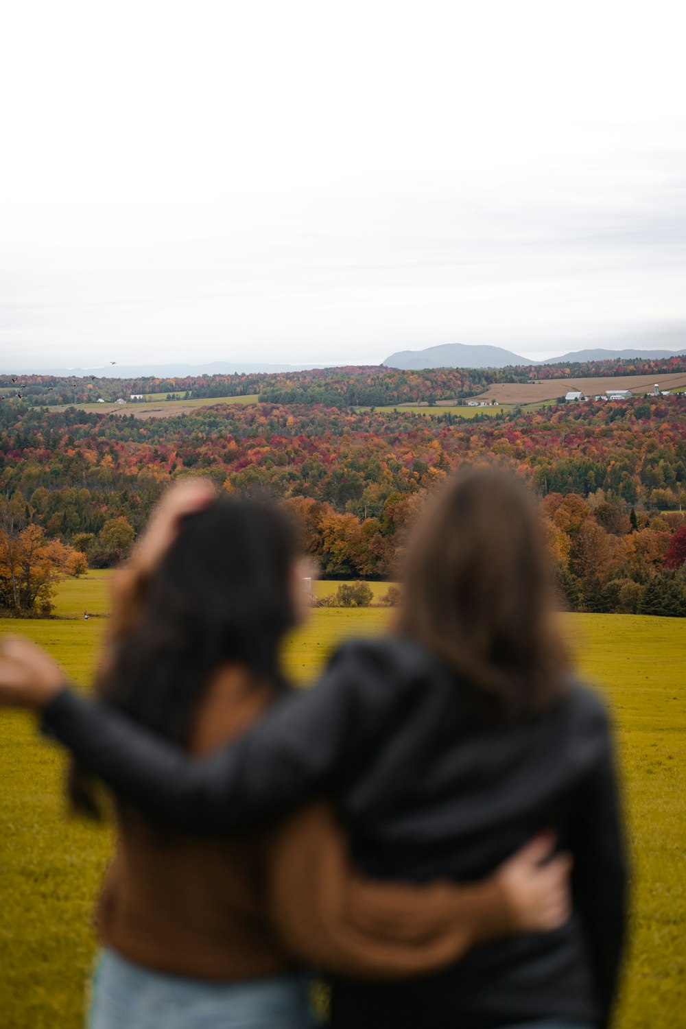 a couple of people that are standing in the grass