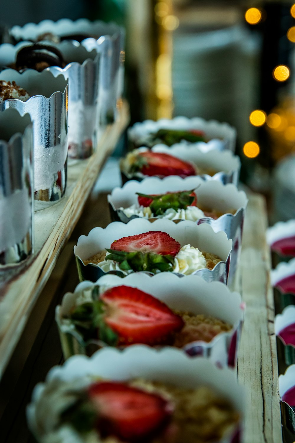 a close up of a tray of food on a table