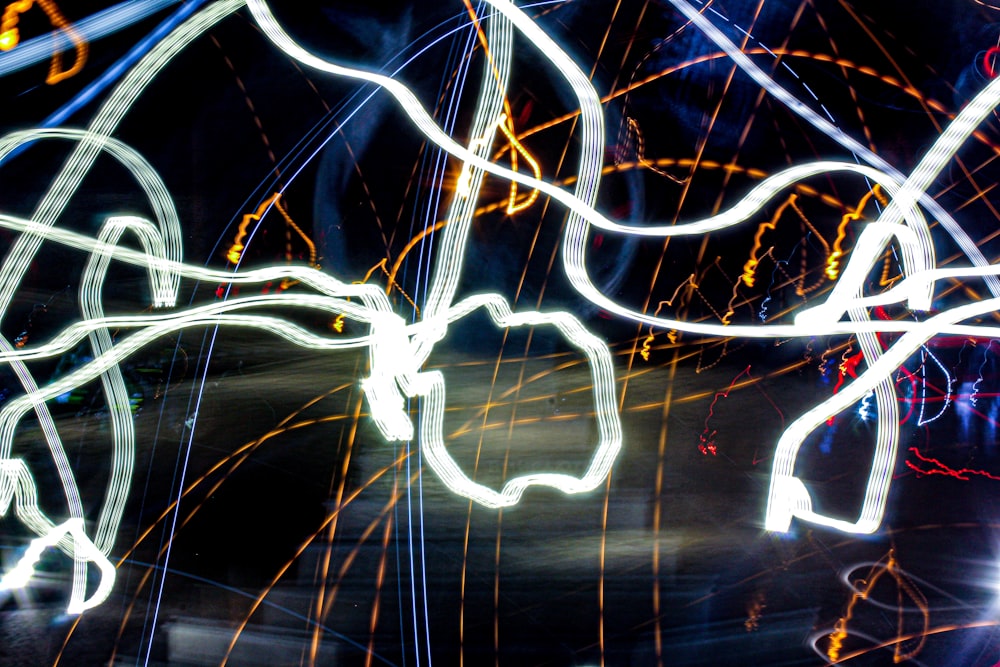 a blurry photo of a street at night