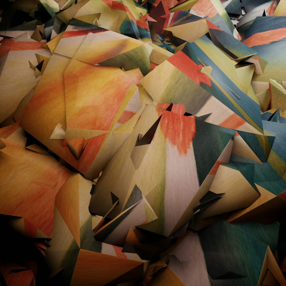 a large pile of multicolored pieces of paper
