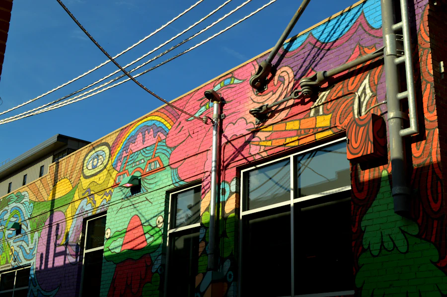 A colorful mural on the side of a building in Lincoln, Nebraska