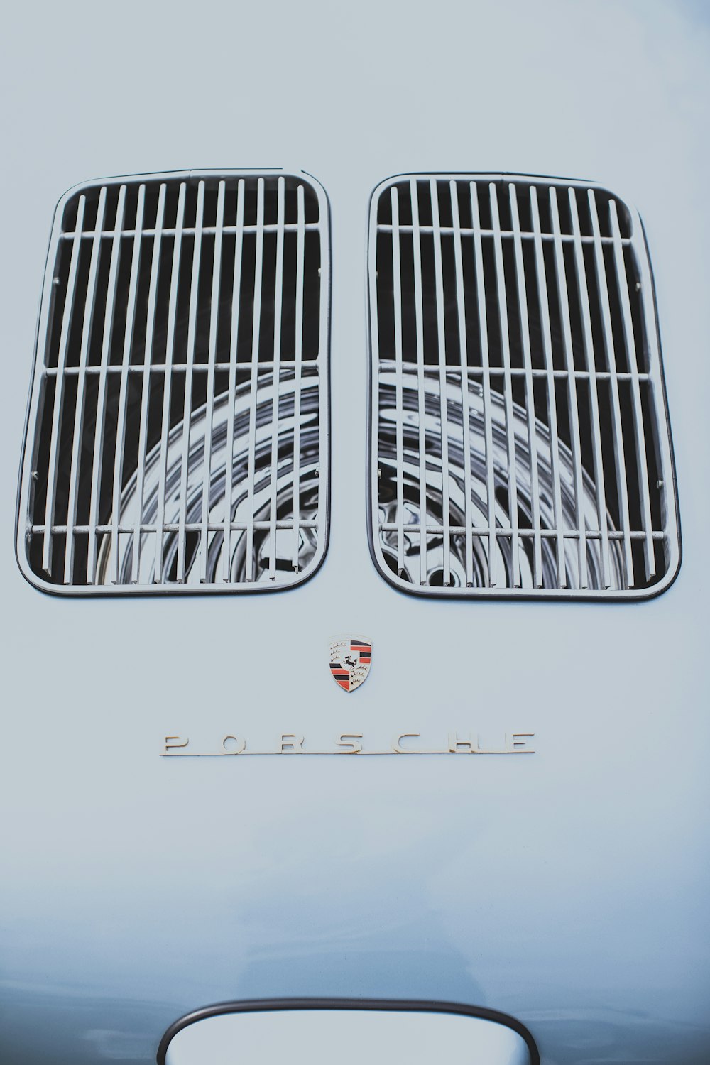 a close up of the front grills of a sports car
