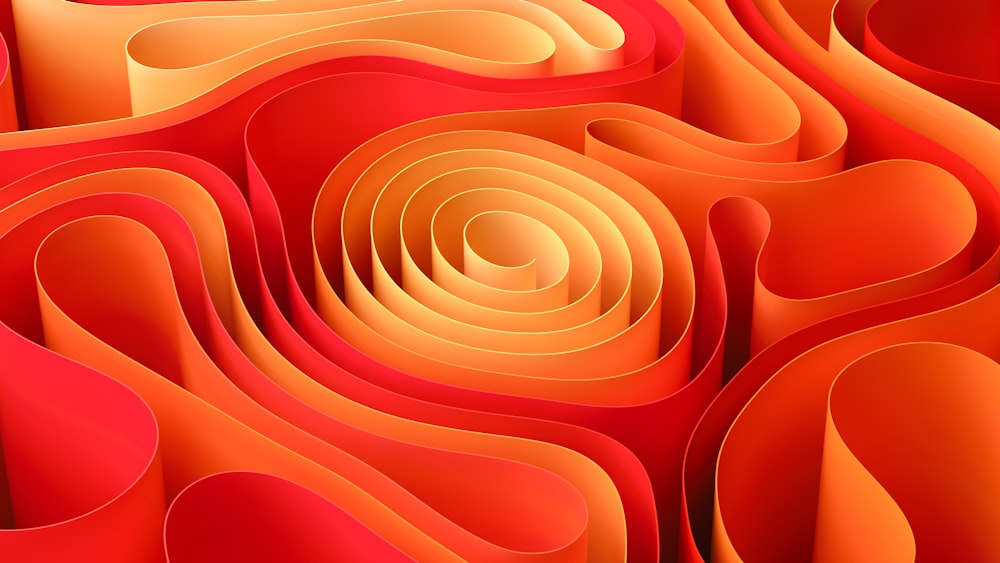곡선이 있는 추상적인 빨간색과 주황색 배경