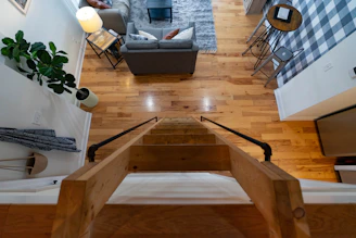 crossroad tiny homes and cabins living room from above