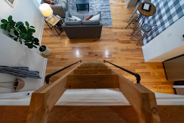 crossroad tiny homes and cabins living room from above