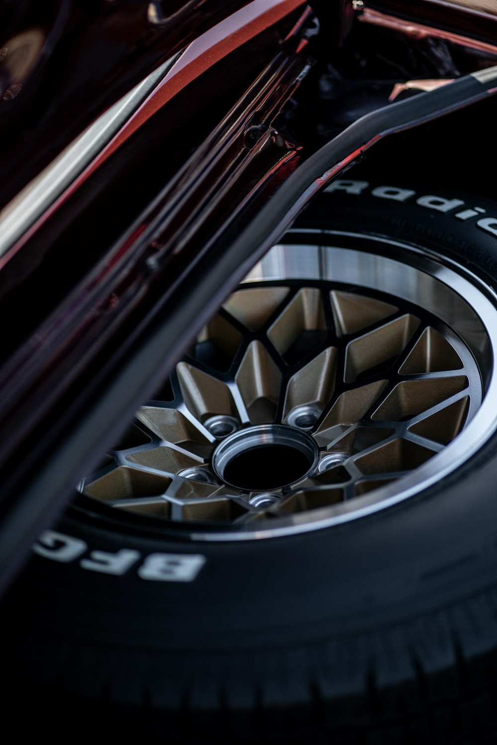 a close up of a tire on a motorcycle